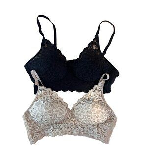 2 Maidenform Pure Comfort Lace Mesh Wireless Bralette Bundle